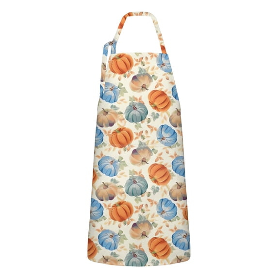 Fall Pumpkins Leaves Pattern Apron-Garden Aprons for Women with Pockets-Cotton Linen Waterproof Kitchen Cooking Gardening Aprons Adjustable for Kitchen,Cooking,BBQ and Salon 33"x27"