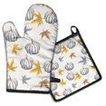 thumbnail image 1 of Fall Pumpkins Leaves Pattern Kitchen Oven Mitt and Pot Holder Sets 2 Pcs for Baking, Cooking and Grilling, Heat Resistant Up To 392 °F, 1 of 7