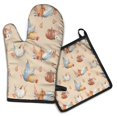 thumbnail image 1 of Fall Pumpkins Leaves Pattern Kitchen Oven Mitt and Pot Holder Sets 2 Pcs for Baking, Cooking and Grilling, Heat Resistant Up To 392 °F, 1 of 7