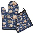thumbnail image 1 of Fall Pumpkins Leaves Pattern Kitchen Oven Mitt and Pot Holder Sets 2 Pcs for Baking, Cooking and Grilling, Heat Resistant Up To 392 °F, 1 of 7