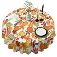 thumbnail image 1 of Fall Pumpkins Leaves Pattern Round Tablecloth 60" X 60",Wrinkle Wipeable Table Cloth for Kitchen Dining Room Picnic Patio Party, 1 of 6
