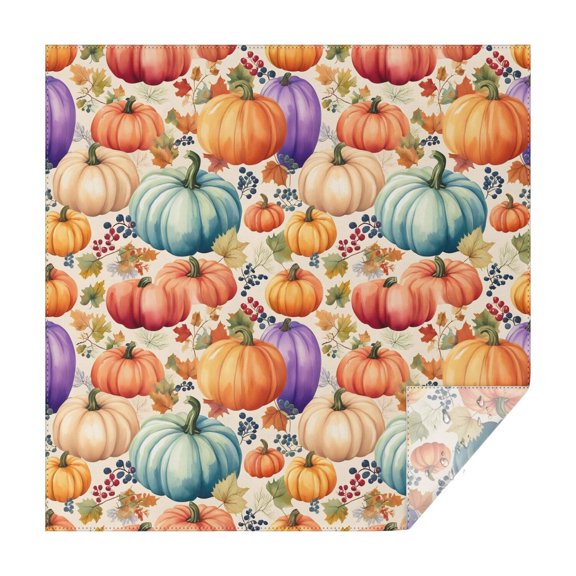 Fall Pumpkins and Leaves Pattern Square Tablecloth,Waterproof Square Table Cover,Wipeable Spillproof Washable Table Cover for Home Kitchen Party Decor 42"X42"(107x107cm)