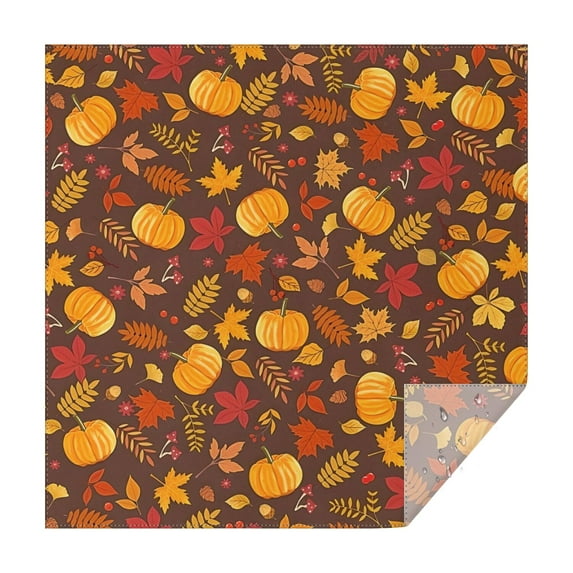 Fall Pumpkins Leaves Pattern Square Tablecloth,Waterproof Square Table Cover,Wipeable Spillproof Washable Table Cover for Home Kitchen Party Decor 52"x52"(132x132cm)