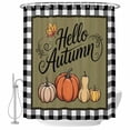 thumbnail image 1 of Fall Pumpkins Maple Shower Curtain, Waterproof Shower Curtains for Bathroom, Thanksgiving Autumn Farmhouse Check Washable Fabric Bathtub Curtain Set Bath Decor with 12 Hooks 72"x78", 1 of 8