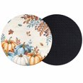thumbnail image 1 of Fall Pumpkins Orange Blue Coasters Set of 2, Absorbent Coasters for Drinks, Thanksgiving Botanical Retro Coaster for Desk Coffee Table Protection, Home Decor House Warming Gifts 4", 1 of 8