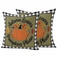 thumbnail image 1 of Fall Pumpkins Outdoor Waterproof Pillow Covers, Thanksgiving Autumn Leaves Rustic Checkered Decorative Square Throw Pillowcase Sofa Cushion Sham for Patio/Couch/Chair, 16"x16" 2 Pack, 1 of 8