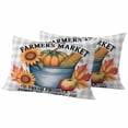 thumbnail image 1 of Fall Pumpkins Outdoor Waterproof Pillow Covers, Thanksgiving Sunflowers Autumn Corn Rustic Plaid Decorative Rectangle Throw Pillowcase Sofa Cushion Sham for Patio/Couch/Chair, 20"x12" 2 Pack, 1 of 8