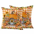 thumbnail image 1 of Fall Pumpkins Outdoor Waterproof Pillow Covers, Thanksgiving Sunflowers Rustic Orange Plaid Decorative Square Throw Pillowcase Sofa Cushion Sham for Patio/Couch/Chair, 24"x24" 2 Pack, 1 of 8