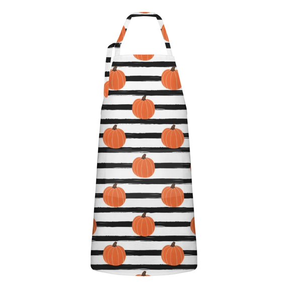 Fall Pumpkins Pattern Apron-Garden Aprons for Women with Pockets-Cotton Linen Waterproof Kitchen Cooking Gardening Aprons Adjustable for Kitchen,Cooking,BBQ and Salon 33"x27"