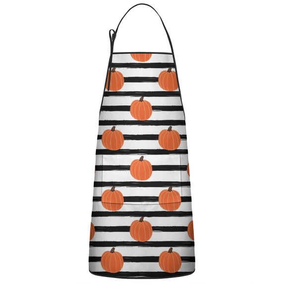 Fall Pumpkins Pattern Apron-Garden Aprons for Women with Pockets-Cotton Linen Waterproof Kitchen Cooking Gardening Aprons Adjustable for Kitchen,Cooking,BBQ and Salon 33"x27"