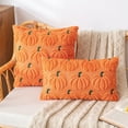 thumbnail image 1 of Fall Pumpkins Pillow Covers 12x20 Inch Autumn Embroidery Decorative Square Pillowcases Soft Faux Fur Cushions Harvest Gift for Couch Sofa Chair Bedroom Halloween (Orange), 1 of 8