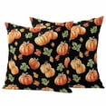 thumbnail image 1 of Fall Pumpkins Retro Outdoor Waterproof Pillow Covers, Thanksgiving Maple Leaves Rustic Black Decorative Square Throw Pillowcase Sofa Cushion Sham for Patio/Couch/Chair, 16"x16" 2 Pack, 1 of 8
