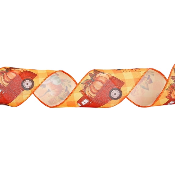 Fall Pumpkins Ribbons for Bows,Thanksgiving Wired Edge Autumn Maple Leaves Plaid Ribbons for Gift Wrapping Thanksgiving Decoration Supplies