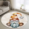 thumbnail image 1 of Fall Pumpkins Round Area Rug 4Ft Washable Circle Rugs for Bedroom Dining Room, Thanksgiving Gnomes Maple Leaf on Linen Non-Slip Carpet Floor Mats Indoor Outdoor Carpet Runner Aesthetic Home Decor, 1 of 8