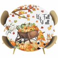 thumbnail image 1 of Fall Pumpkins Round Tablecloth, Fitted Table Cover with Elastic for 55"-60" Round Tables, Thanksgiving Gnomes Autumn Maple Country Rustic Table Cloth Outdoor Dinning Party Waterproof Tablecloths, 1 of 7