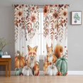 thumbnail image 1 of Fall Pumpkins Sheer Curtains 63 Inch Length 2 Panels Set, Semi Transparent Voile Rod Pocket Curtains for Living Dining Room Bedroom Drapes Thanksgiving Squirrel Fox Flower Leaf, 1 of 8