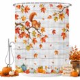 thumbnail image 1 of Fall Pumpkins Shower Curtain, Waterproof Shower Curtains for Bathroom, Thanksgiving Autumn Maple Leaves Wood Grain Washable Fabric Bathtub Curtain Set Bath Decor with 12 Hooks Extra Long 72"x96", 1 of 8