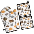 thumbnail image 1 of Fall Pumpkins Stars Pattern Kitchen Oven Mitt and Pot Holder Sets 4 Pcs for Baking, Cooking and Grilling, Heat Resistant Up To 392 °F, 1 of 7