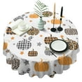 thumbnail image 1 of Fall Pumpkins Stars Pattern Round Tablecloth 60" X 60",Wrinkle Wipeable Table Cloth for Kitchen Dining Room Picnic Patio Party, 1 of 6