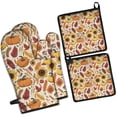 thumbnail image 1 of Fall Pumpkins Sunflowers Autumn Pattern Kitchen Oven Mitt and Pot Holder Sets 4 Pcs for Baking, Cooking and Grilling, Heat Resistant Up To 392 °F, 1 of 7