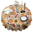 thumbnail image 1 of Fall Pumpkins Sunflowers Autumn Pattern Round Tablecloth 60" X 60",Wrinkle Wipeable Table Cloth for Kitchen Dining Room Picnic Patio Party, 1 of 6