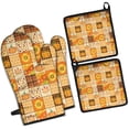 thumbnail image 1 of Fall Pumpkins Sunflowers Leaves Kitchen Oven Mitt and Pot Holder Sets 4 Pcs for Baking, Cooking and Grilling, Heat Resistant Up To 392 °F, 1 of 7