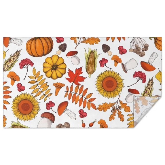 Fall Pumpkins Sunflowers Mushrooms Rectangle Tablecloth 60"x102",Waterproof Polyester Rectangle Table Cloth, Wipeable Spillproof Polyester Tablecloth for Dining, Camping, Indoor and Outdoor