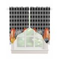 thumbnail image 1 of Fall Pumpkins Swag Valances for Windows, Thanksgiving Autumn Grey Plaid Lattice Rod Pocket Sheer Valances for Small Windows, Swag Toppers Light Filtering for Kitchen Living Room 2 Panels 36''x36'', 1 of 6