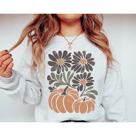 Fall Pumpkins Sweatshirt, Womens Fall Crewneck, Distressed Washed Cozy Sweatshirt, Womens Thanksgiving Sweater, Pumpkin Crewneck, Fall Top TSHIRT All Size S-5XL