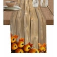 thumbnail image 1 of Fall Pumpkins Table Runner 70 Inches, Thanksgiving Orange Maple Brown Wooden Grain Bed Runner Dresser Scarves Tabletop for Indoor Outdoor Parties/Ceremony/Banquet, 13" x 70", 1 of 8