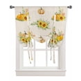 thumbnail image 1 of Fall Pumpkins Tie Up Curtains for Kitchen Bathroom Bedroom Windows 45 Inch Length, Thanksgiving Botanical Sunflowers Rustic Balloon Drape Curtains Shade Rod Pocket Drapery Curtain Panel, 42"x45", 1 of 7