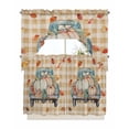 thumbnail image 1 of Fall Pumpkins Truck Kitchen Curtain and Valance Set 3 Pieces,Rod Pocket Short Tier Curtains 36 Inch Length,Orange Plaid Thanksgiving Rustic Swag Topper Small Window Treatment for Cafe Bathroom, 1 of 6