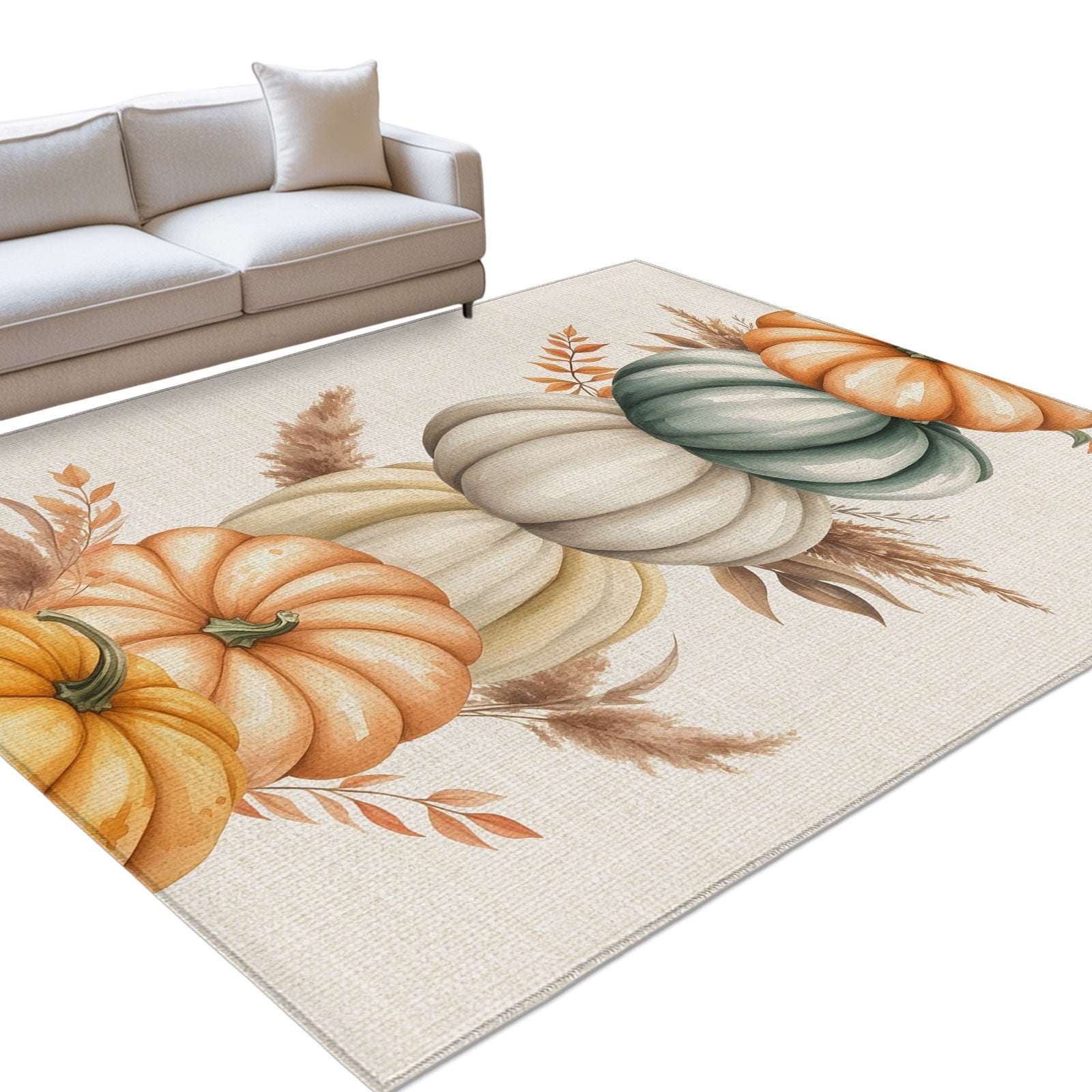 Fall Pumpkins Washable Rug 2.7x5 Area Rug for Living Room Bedroom Non ...