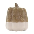 thumbnail image 1 of Fall Pumpkins With Carved Leaves Polyresin Thanksgiving Whitewashed 41581A Med, 1 of 3