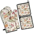 thumbnail image 1 of Fall Pumpkins and Autumn Leaves Pattern Kitchen Oven Mitt and Pot Holder Sets 4 Pcs for Baking, Cooking and Grilling, Heat Resistant Up To 392 °F, 1 of 7