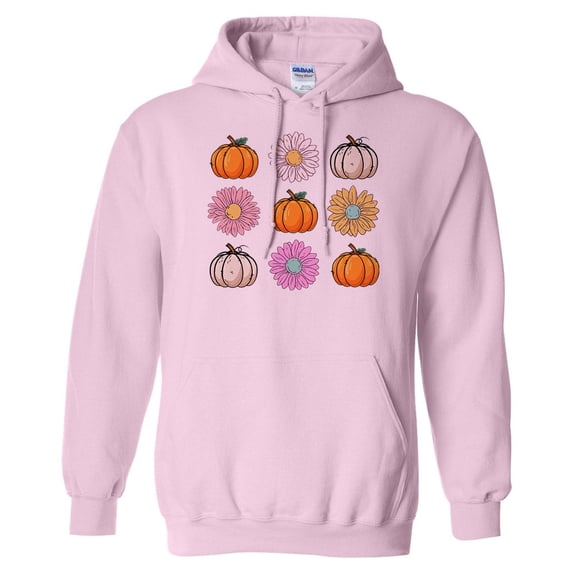 Fall Pumpkins and Flowers Hoodie Sweatshirt Unisex 2X-Large Pink