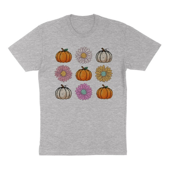 Fall Pumpkins and Flowers Shirt Unisex Medium Grey