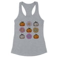 thumbnail image 1 of Fall Pumpkins and Flowers Tank Top Fitted Racerback Women's Medium Heather Grey, 1 of 5