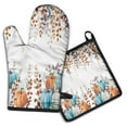 thumbnail image 1 of Fall Pumpkins and Leaves Kitchen Oven Mitt and Pot Holder Sets 2 Pcs for Baking, Cooking and Grilling, Heat Resistant Up To 392 °F, 1 of 5