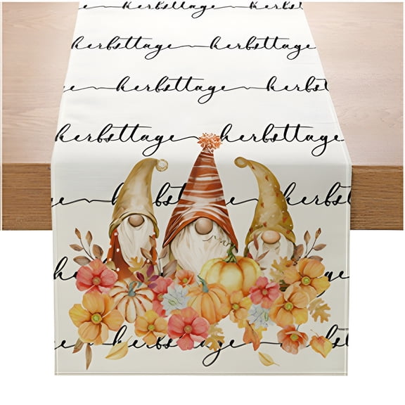 Fall Pumpkins and Sunflowers Table Runner 13x72 Inch, Thanksgiving Decor for Kitchen, Dining, Indoor/Outdoor Holiday Dinner Party