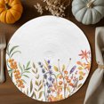 thumbnail image 1 of Fall Purple Flower Round Braided Placemats Set of 8, Orange Yellow Leaf Pastoral Plant Heat Insulation Place Mats Washable Non-Slip Table Mats for Kitchen Dining Party, 15 Inches, 1 of 9