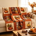thumbnail image 1 of Fall Quilted Throw Blankets, Pumpkin Maple Leaf Flannel Throw Blanket, Vintage Patchwork Plaid Blanket, Soft Throw for Sofa Couch Bed Thanksgiving Harvest Home Decor,S, 1 of 8