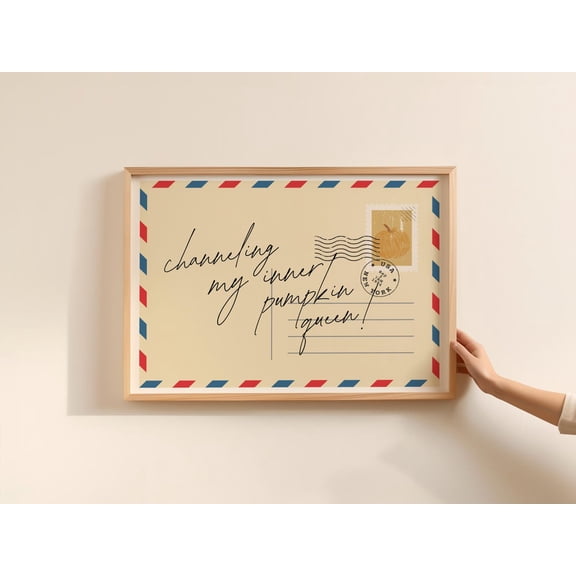 Fall Quote Wall Poster Pumpkin Art Post Cards Thanksgiving Girls Dorm Design1 Poster, Stretched Size 8x12