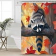 thumbnail image 1 of Fall Raccoon Animal Waterproof Fabric Shower Curtain, Orange Red Autumn Maple Leaf Shower Curtain for Bathroom Curtains Bathtubs Hotel Washable Shower Curtains with 12 Hooks Extra Long 72x84, 1 of 6