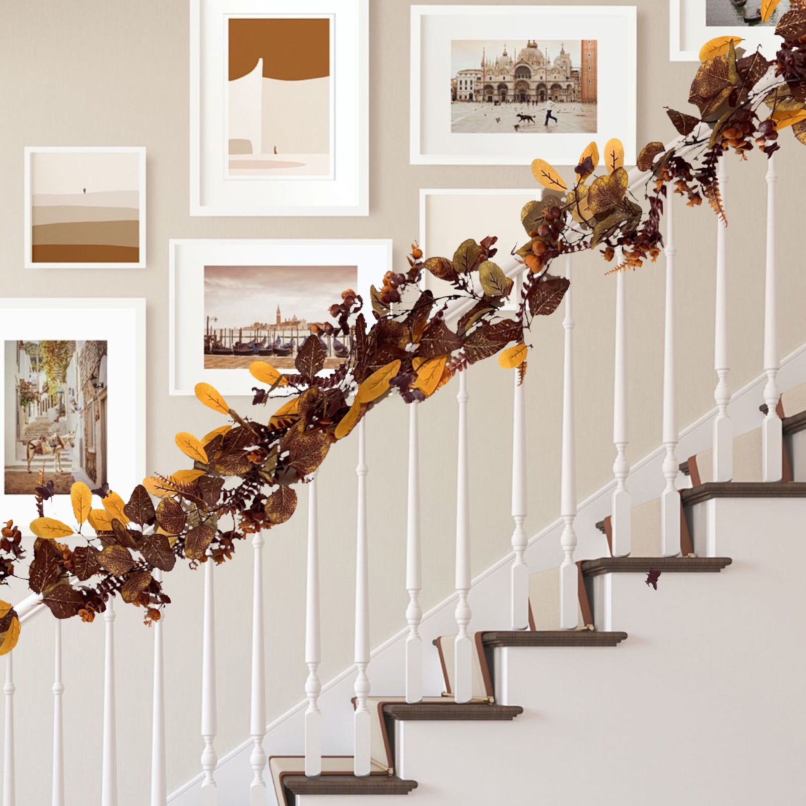 Fall Rattan Leaf Garland 70.86in/Piece Artificial Autumn Rattan Leaves ...