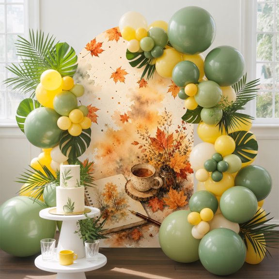 Fall Read Arch Backdrop Cover, 4FT, Reading Corner Open Sketch Book Maple LeafIndoor Vibe Spandex Arch Covers Double-Sided Backdrop for Wedding Birthday Party Photo Background Decoration