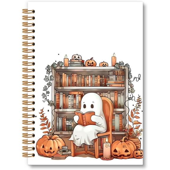 Fall Reading Notebook Journal, Halloween Spiral Notebook, Reading Journals for Book Lovers, Fall Reader Notebooks Gifts for Women, Pumpkin School Office Supplies,6x8.2In