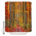 thumbnail image 1 of Fall Red Shower Curtain, 36" x 72", Orange Tree Leaf Forest Waterproof Bathroom Curtain Washable Shower Curtain Set with 12 Hooks, 1 of 6