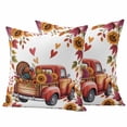 thumbnail image 1 of Fall Red Truck Outdoor Waterproof Pillow Covers, Thanksgiving Sunflower Turkey Maple Leaf Autumn Decorative Square Throw Pillowcase Sofa Cushion Sham for Patio/Couch/Chair, 24"x24" 2 Pack, 1 of 8