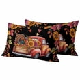 thumbnail image 1 of Fall Red Truck Outdoor Waterproof Pillow Covers, Thanksgiving Sunflower Turkey Maple Leaf Black Decorative Rectangle Throw Pillowcase Sofa Cushion Sham for Patio/Couch/Chair, 20"x12" 2 Pack, 1 of 8